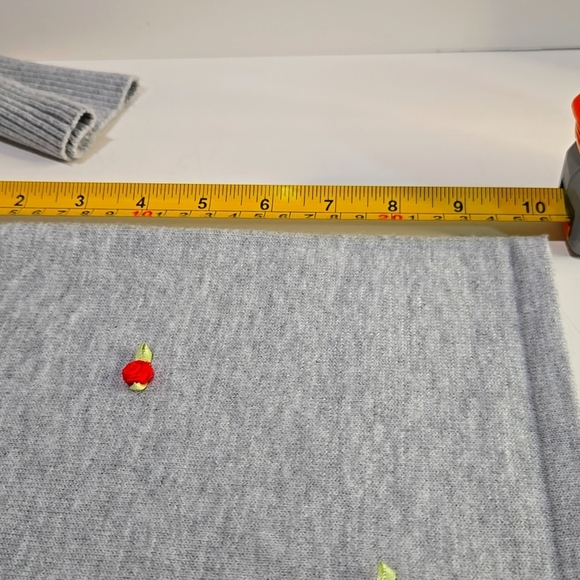 Gray Cardigan Sweater with Red Ribbon Rose Accents - Picture 10 of 13